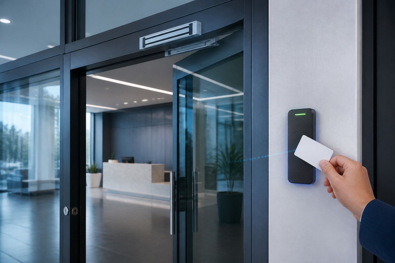 Secure access-controlled commercial entrance